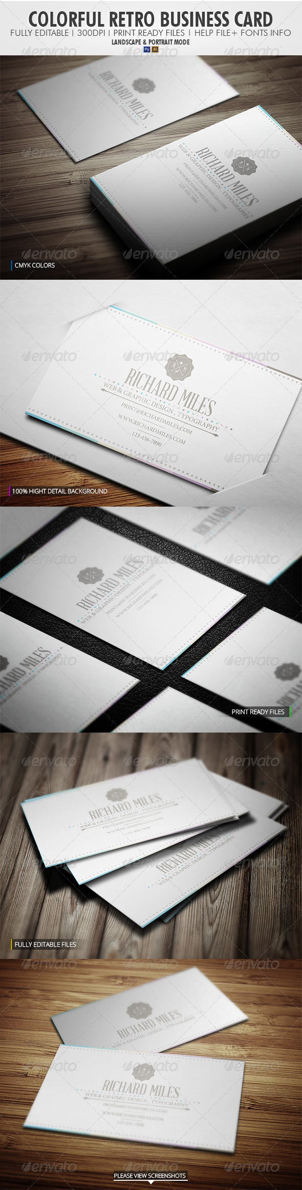 Colorful Retro Business Card - Retro/Vintage Business Cards