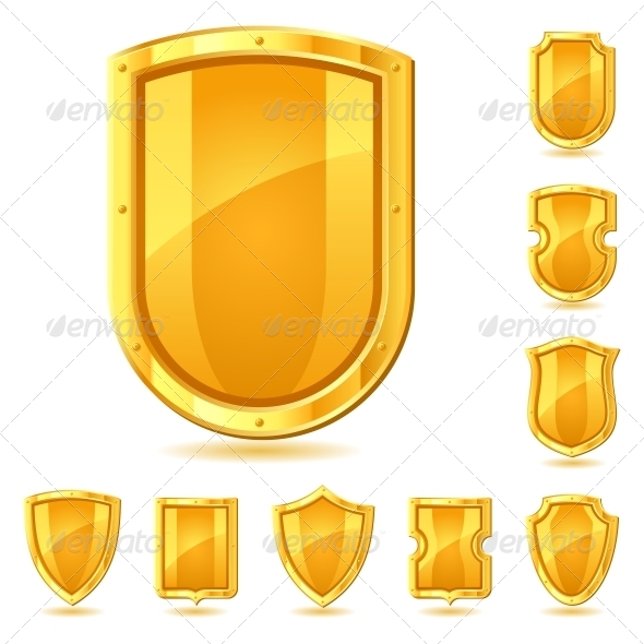 Set of Shield Icons, Symbols and Signs. - Computers Technology