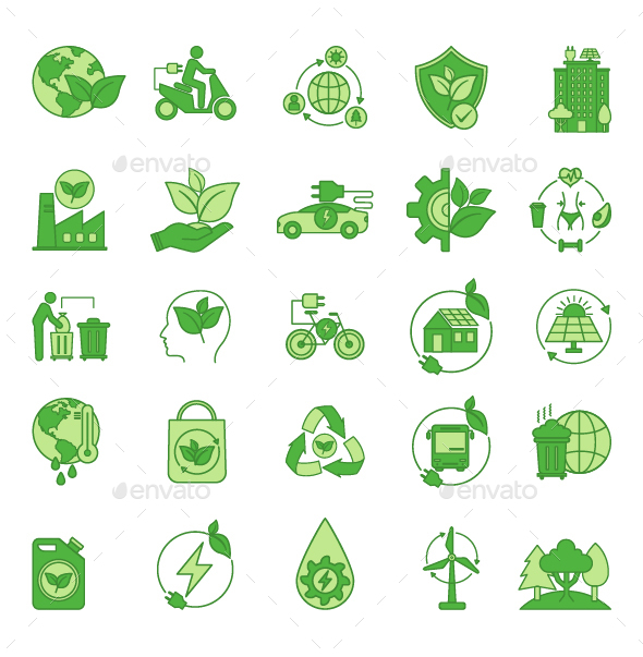 Set of Green Ecology Icons