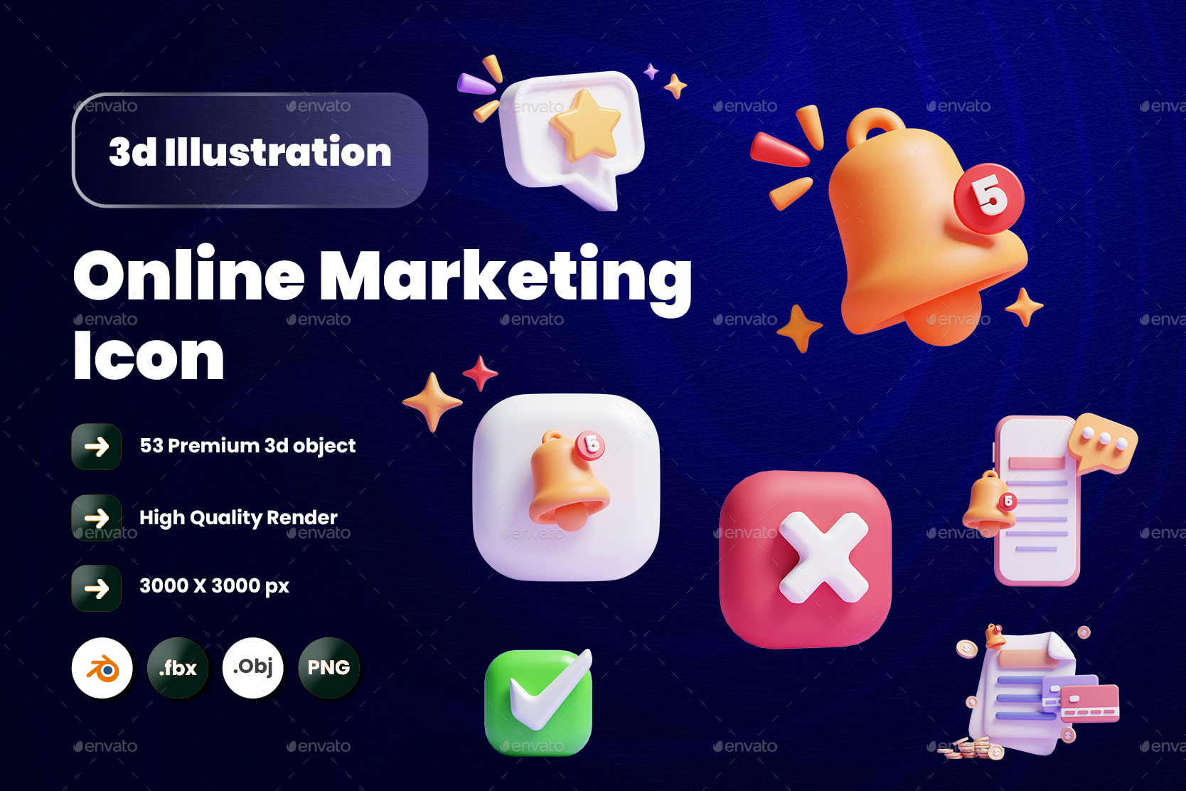 Digital marketing 3d Illustration Icon Pack, Graphics | GraphicRiver