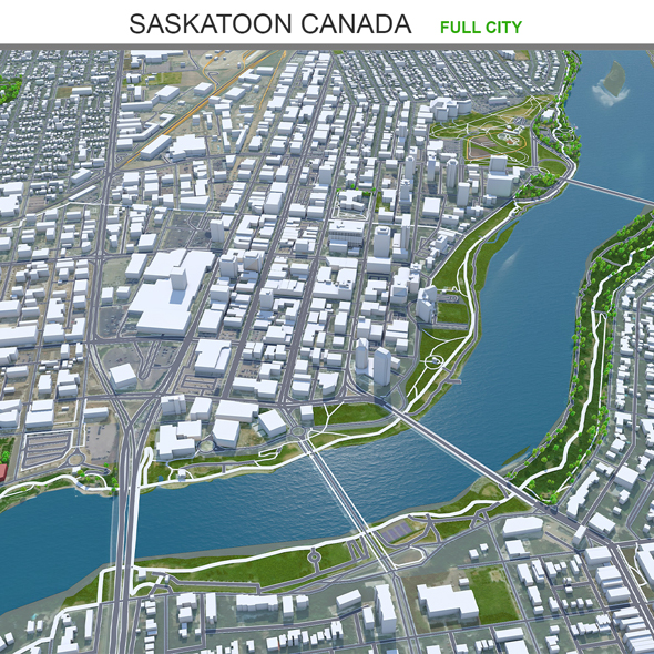 [DOWNLOAD]Saskatoon city Canada 3d model 50km