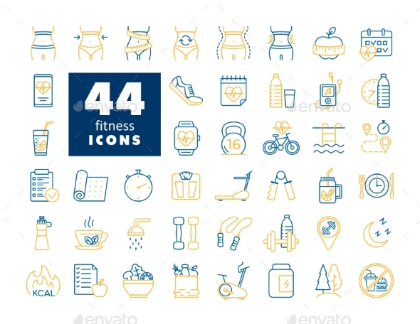 [DOWNLOAD]Fitness and Health Vector Icon Set