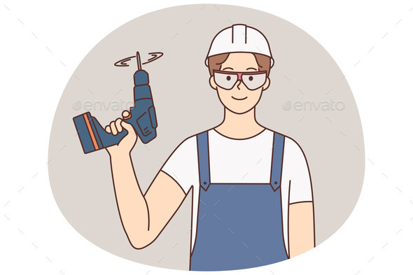 Repairman with Drill in Hands