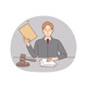 Male Lawyer with Documents Sit at Desk