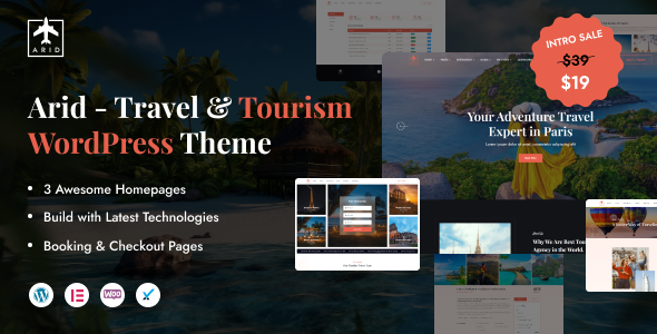Arid - Travel & Tourism Booking Elementor WordPress Theme