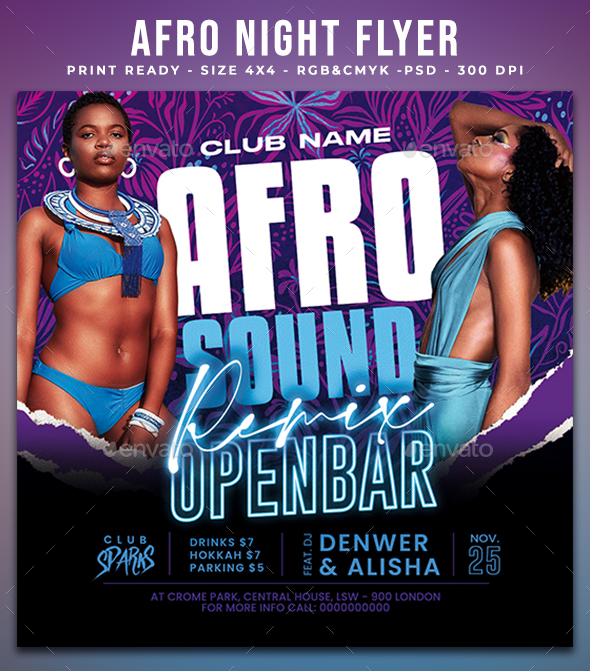 Afro Night Flyer Template