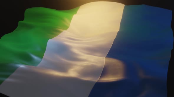 Sierra Leone Flag Low Angle View