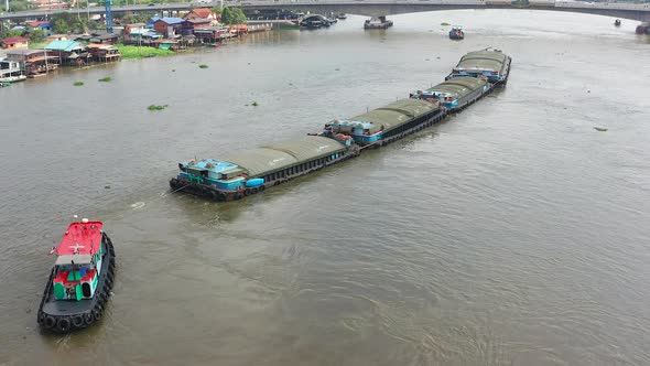 Aerial View of Wat Poramai Yikawat or Wat Paramaiyikawat in Koh Kret Nonthaburi Thailand alt