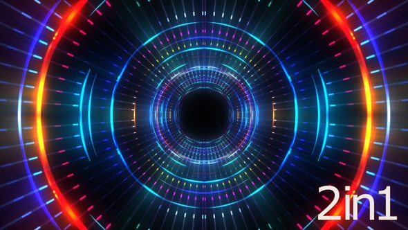 4k Neon Circles Tunnel