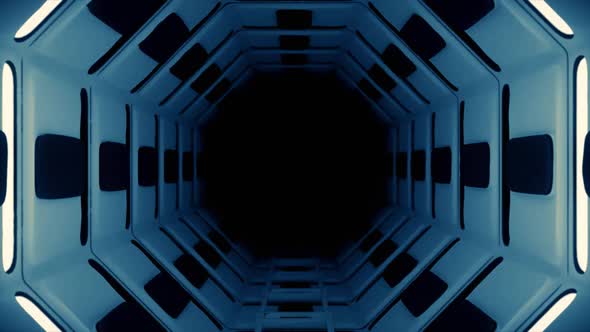 Blue Spaceship Interior Zoom Vj Loop Background