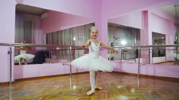 Graceful girl practicing ballet in the Studio. Ballerina. Slow motion alt