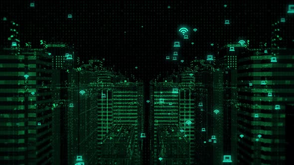 Cyber City Connect Wifi and Computer 4K, Motion Graphics | VideoHive