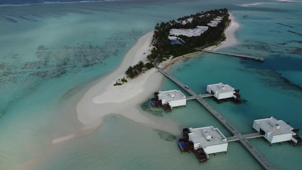 Scenic Aerial Drone Fly Over Maldives Resort