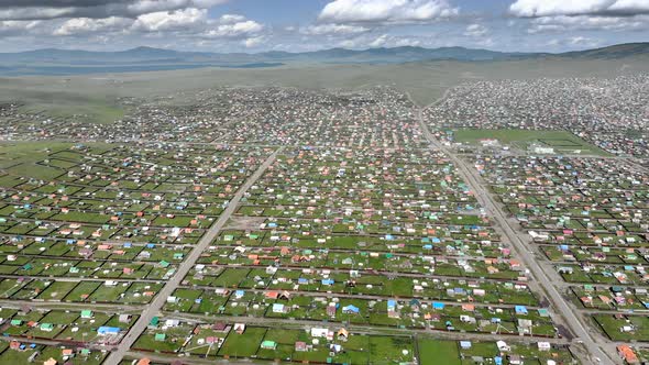 Aerial View of City Landscape of Colorful Houses in Mongolia alt