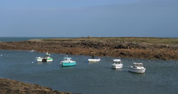 Small harbour in front of the lighthouse at Gatteville le Phare, Cap de la Hague, Cotentin peninsula alt