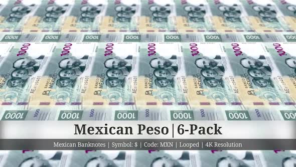 Mexican Peso | Mexico Currency - 6 Pack | 4K Resolution | Looped alt