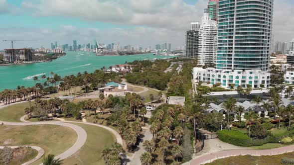 Amazing Aerial View of Miami Beach Coastline From Drone on a Sunny Day Slow Motion alt