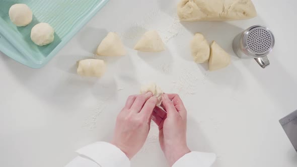 Flat lay, Baking homemade dinner rolls with sourdough starter alt