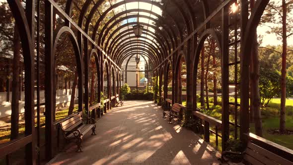 Going Under Wooden Archway Tunnel alt