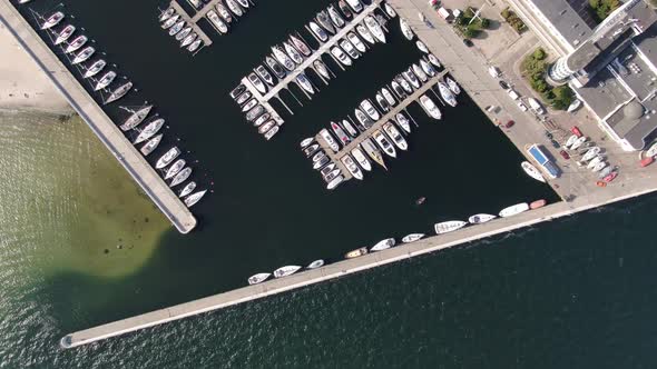 Top-down aerial view of Gdynia port at the Baltic Sea in Poland, Europe alt