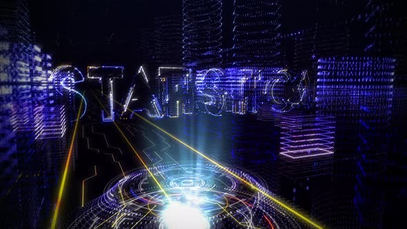 Numerical data analysis. The 3D word Statistical floating in the air. Symbols alt