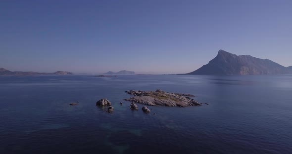 6439 Aerial, A View On A Tiny Stone Island In The Middle Of Mediterranean Sea In Sardinia