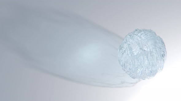 Ice sphere animation. Caustic on the paper. White background for business presentation. 