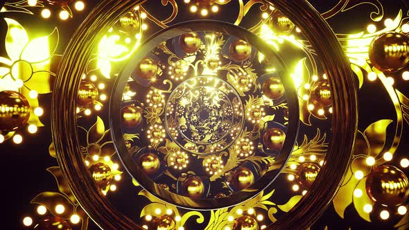 Golden Jewels Ornament Background 4k