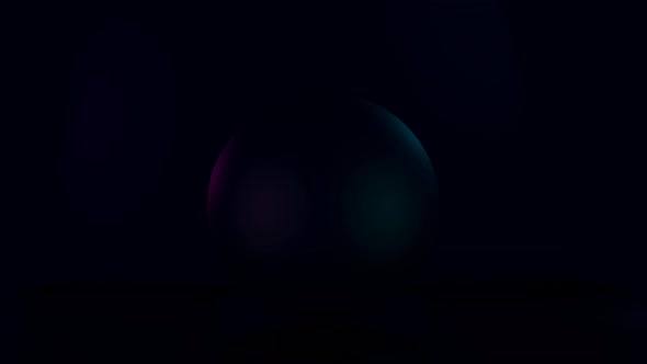 4K Looped Abstract Background of Black Sphere with Moving Neon Lines