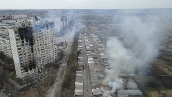 Burning Buildings After Explosions. War Footages. Ukraine Russia War alt