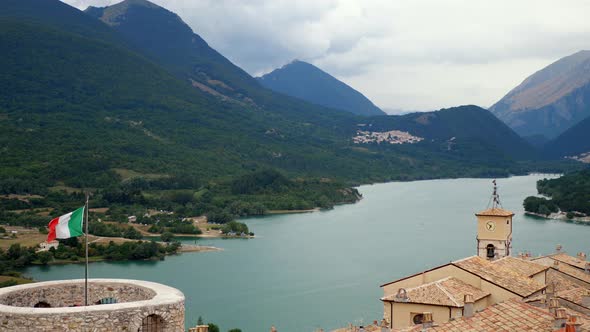 Flag of Italy in a Mountain Town alt