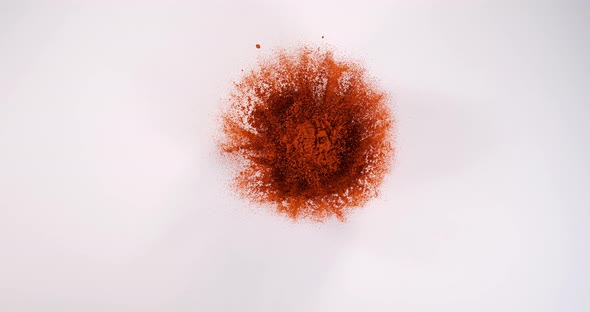 Paprika, capsicum annuum, Powder Exploding against White Background, Slow Motion 4K alt