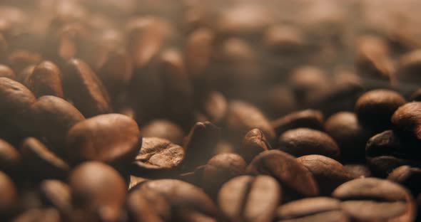 Coffee beans slow motion indoor