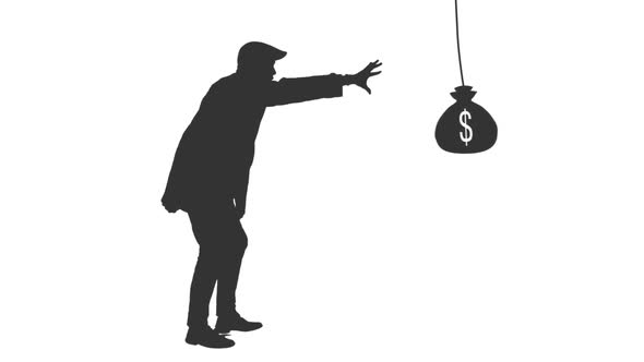 Black and White Silhouette of a Person in Pursuit of Money