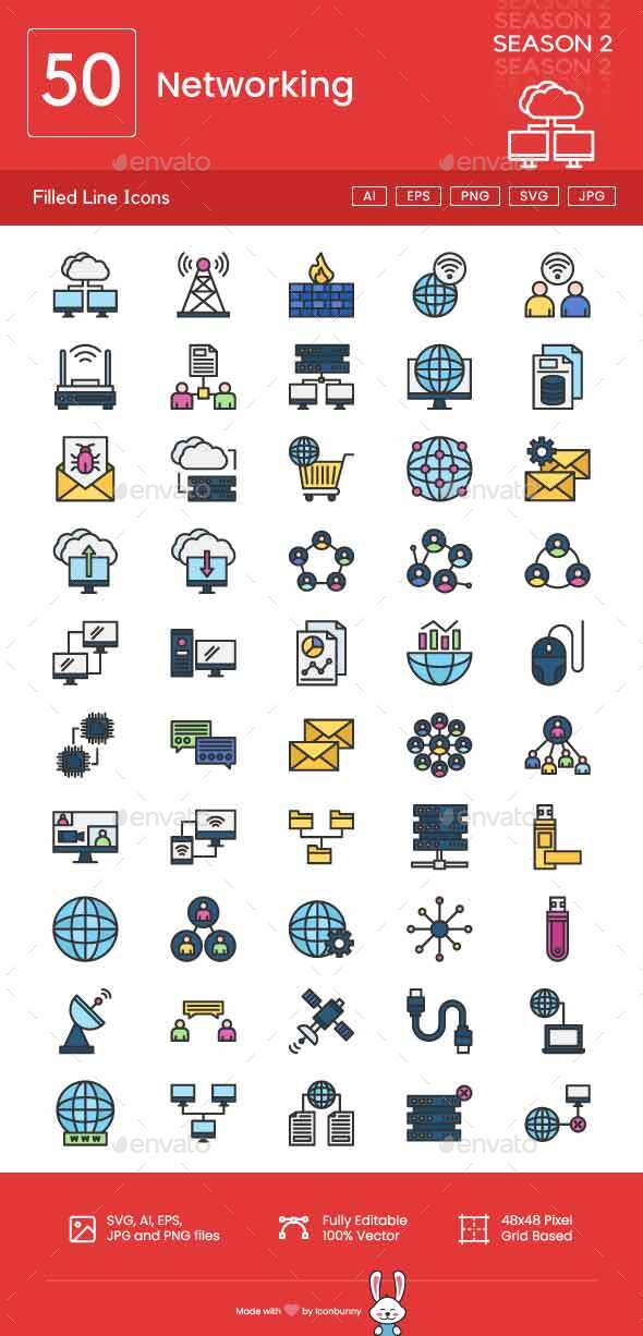 Networking Filled Line Icons