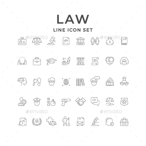 Set Line Icons of Law