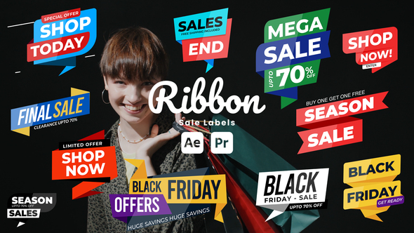 Ribbon Sale Labels Elements template preview