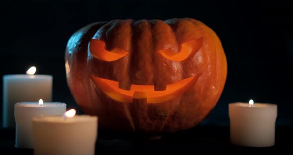 Halloween Pumpkin On Dark Background