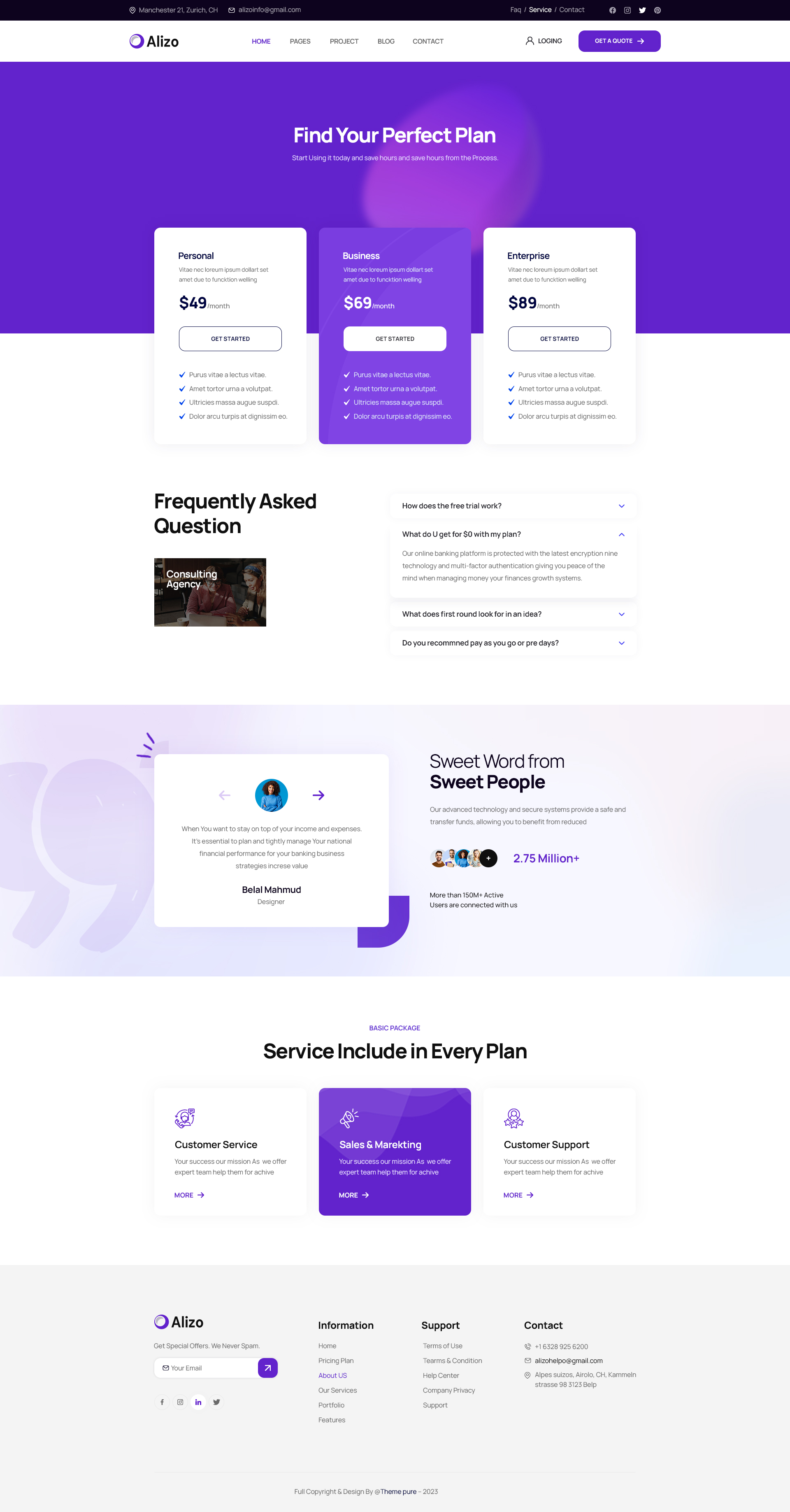 Alizo - Finance, Business & Consulting Psd Template By Hixstudio 