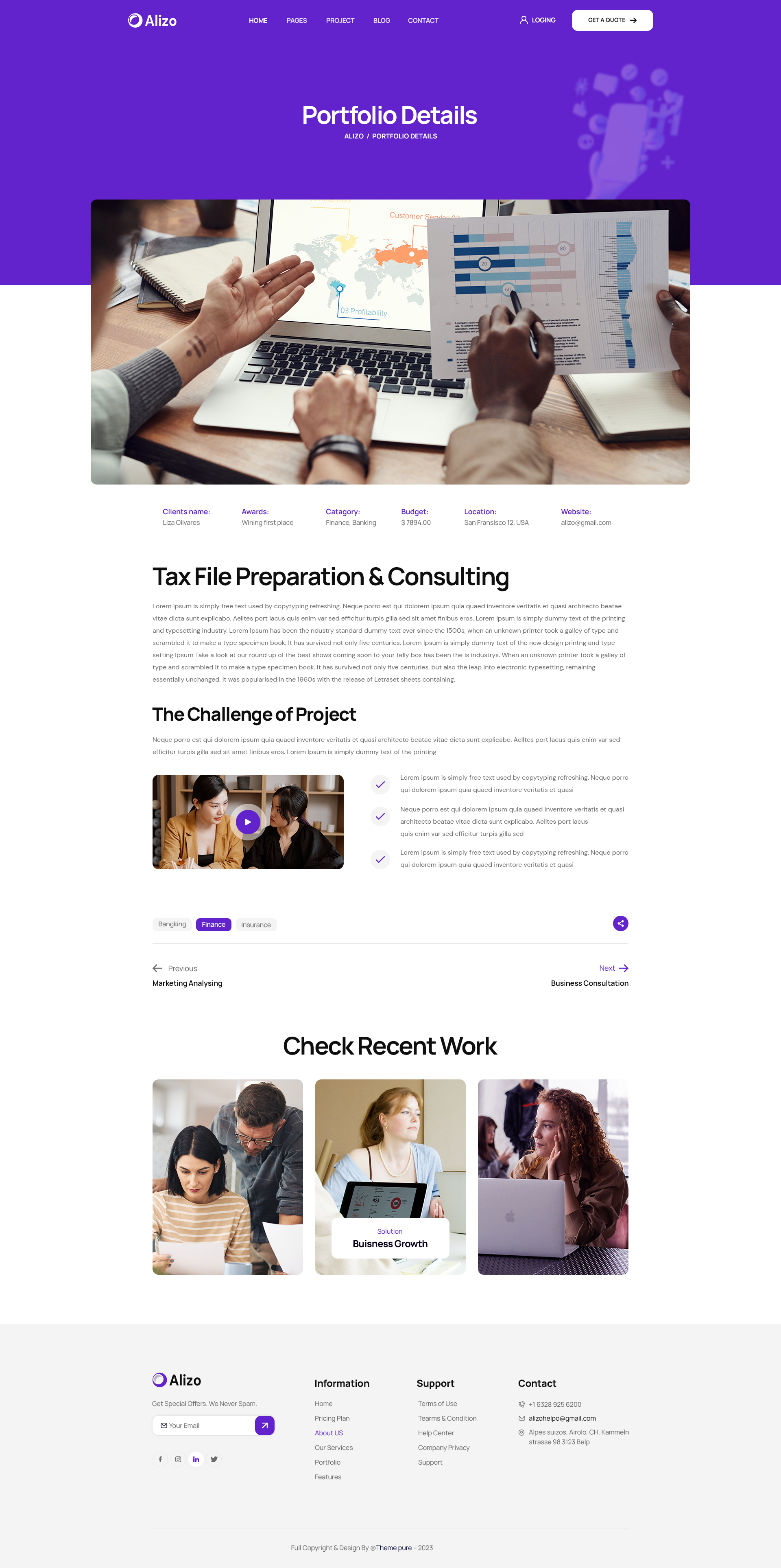 Alizo - Finance, Business & Consulting PSD Template by HixStudio ...