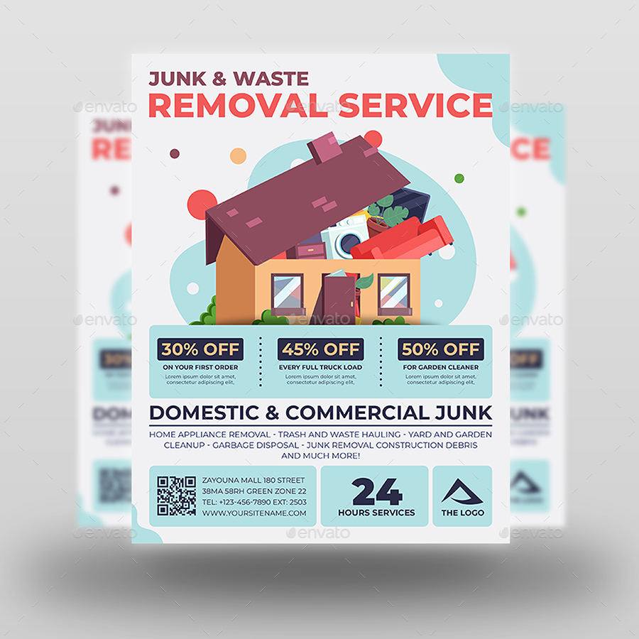 Junk Removal Services Flyer Template, Print Templates | GraphicRiver