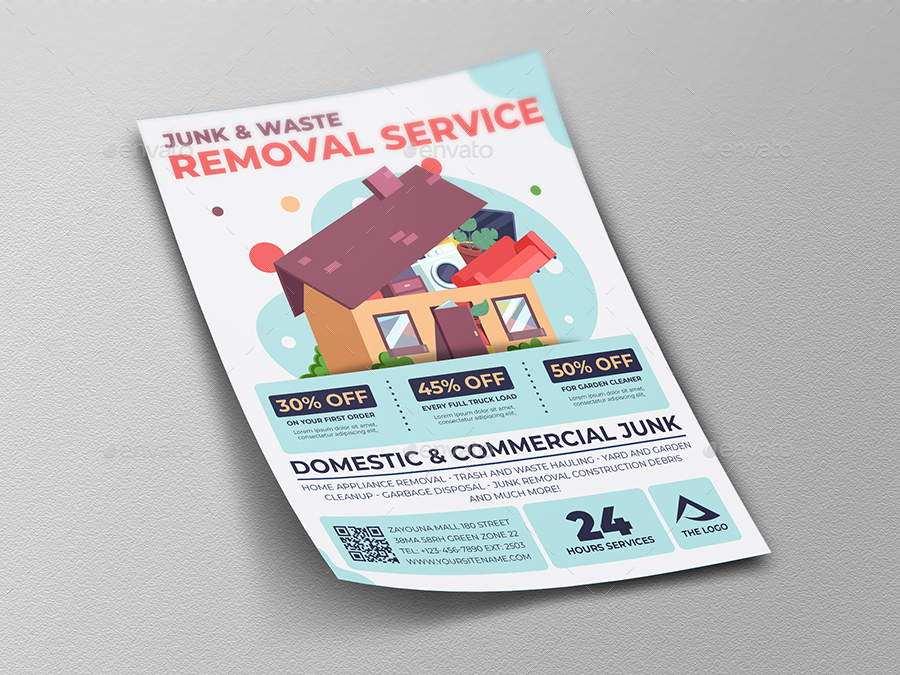 Junk Removal Services Flyer Template, Print Templates | GraphicRiver