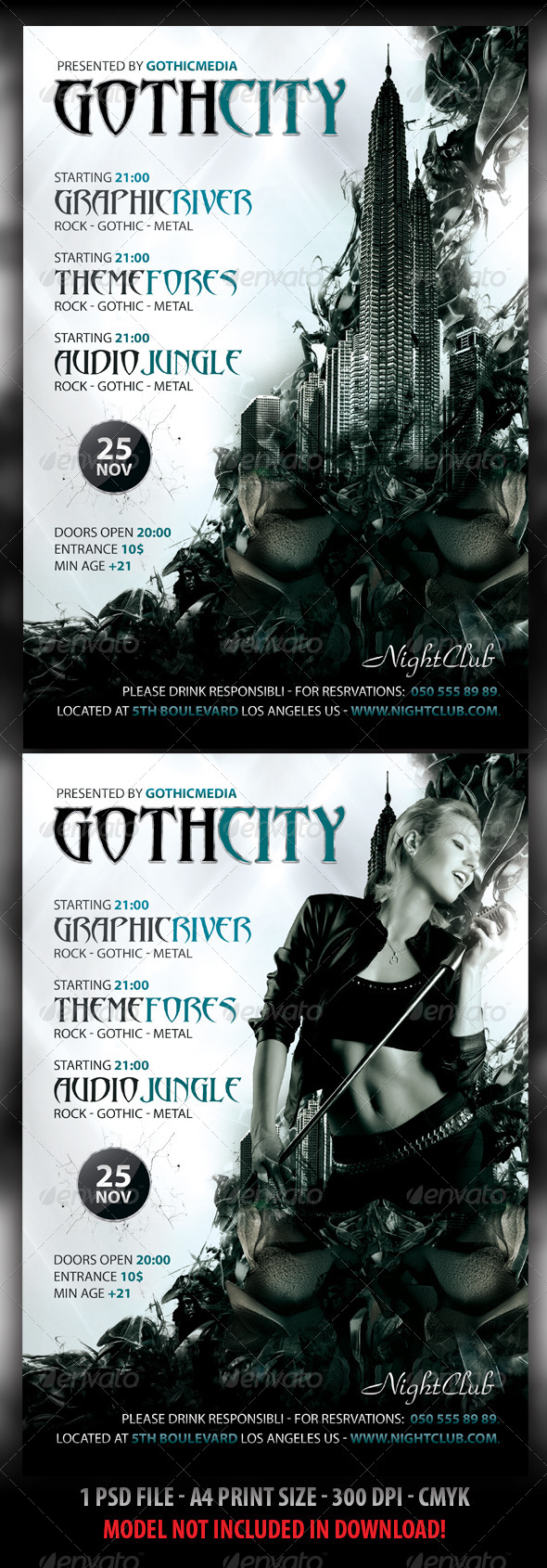 Rock / Gothic City Party / Concert Flyer A4 - Concerts Events