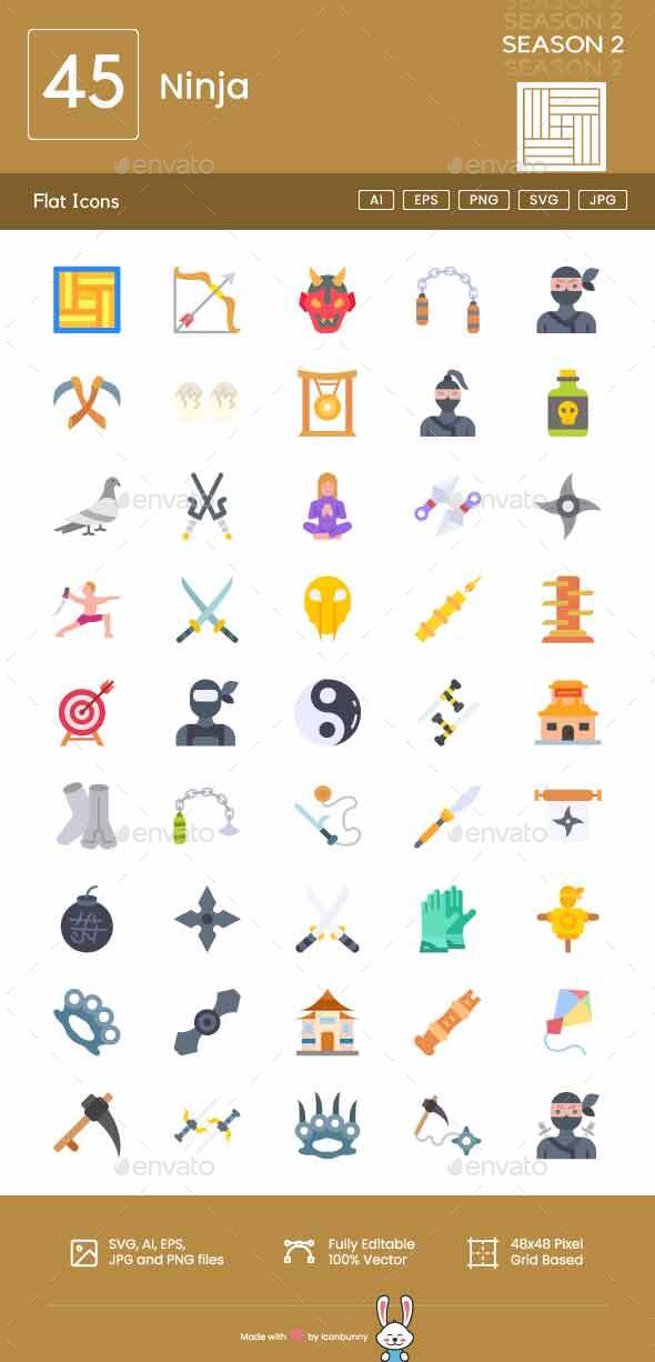 Ninja Flat Multicolor Icons
