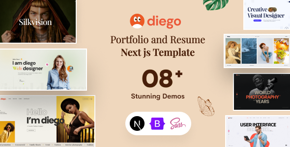 Diego - Creative Personal Portfolio & Resume React Next js Template