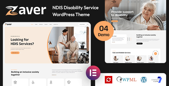 Free download Zaver - NDIS Elderly & Disability Service WordPress Theme