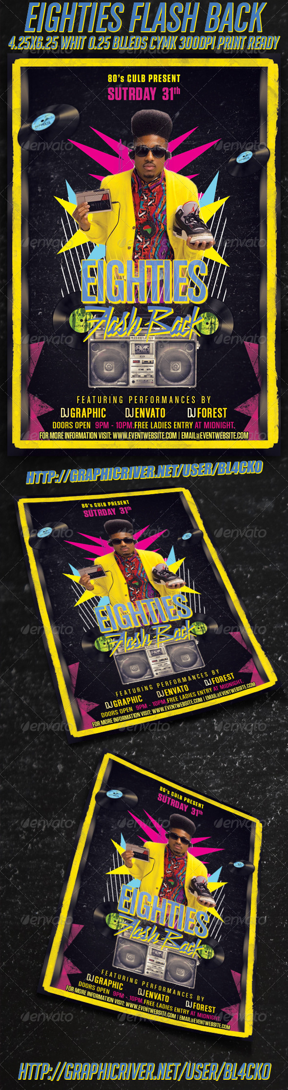 Eighties Flash Back Flyer - Clubs & Parties Events