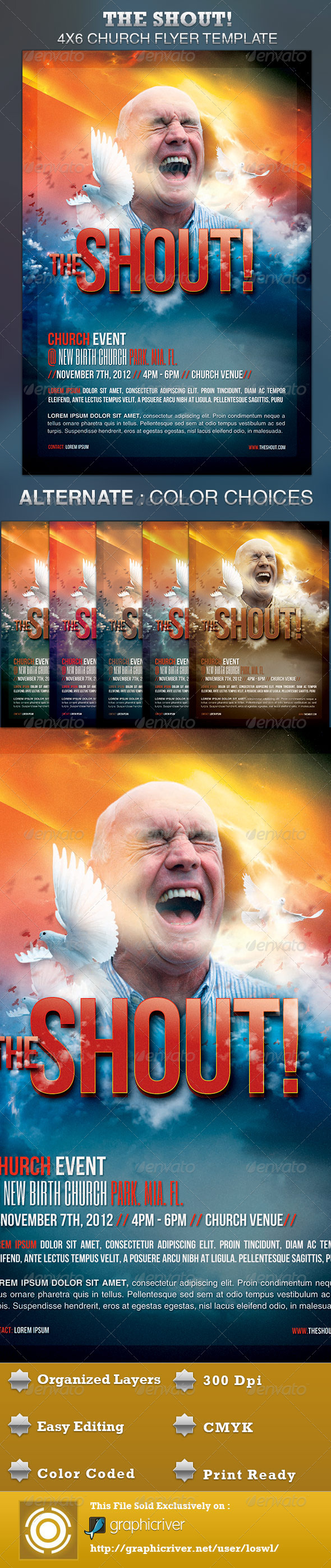 The Shout Church Event Flyer - Church Flyers