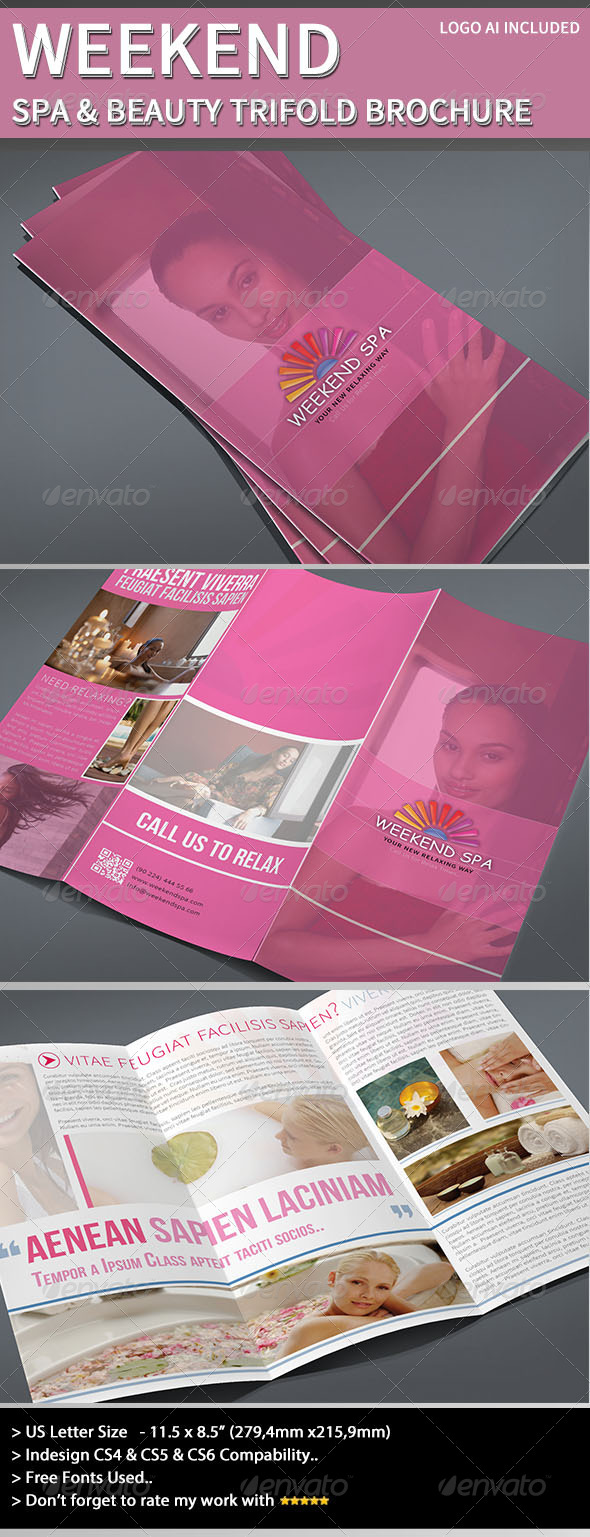 Trifold Brochure - Weekend Spa - Brochures Print Templates