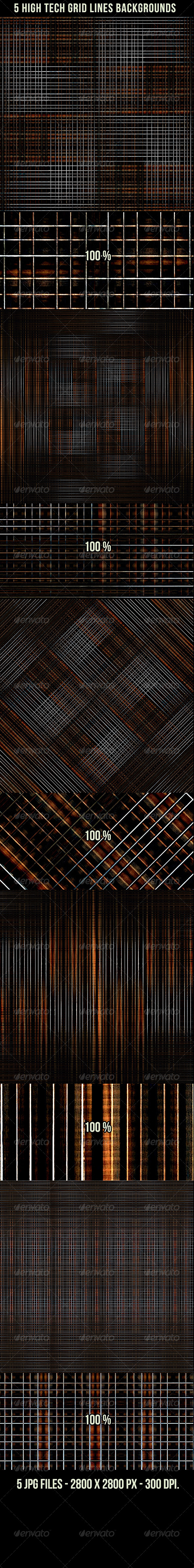 5 High Tech Grid Lines Backgrounds - Tech / Futuristic Backgrounds